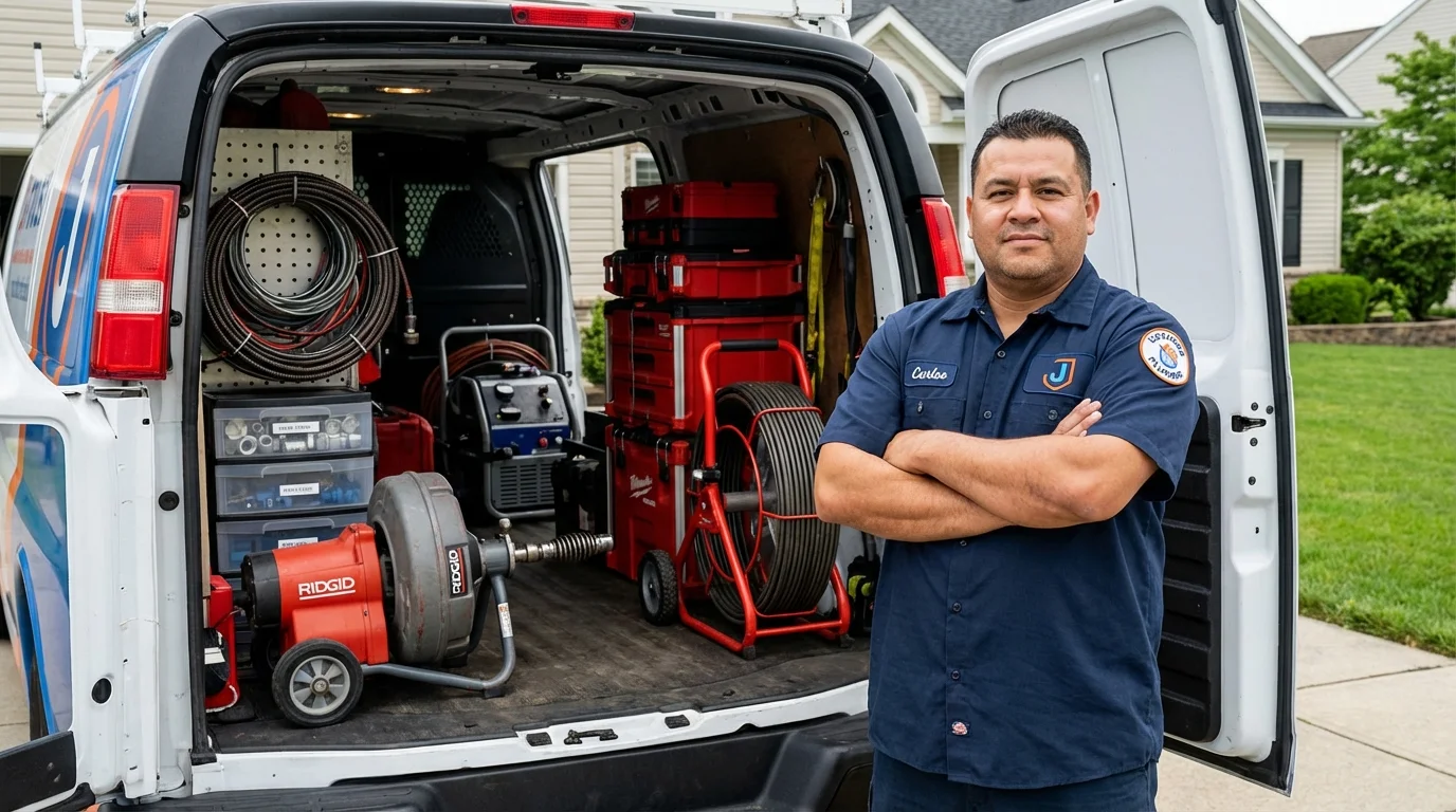 Professional drain cleaning equipment and Johns Plumbing LLC plumber in Montello