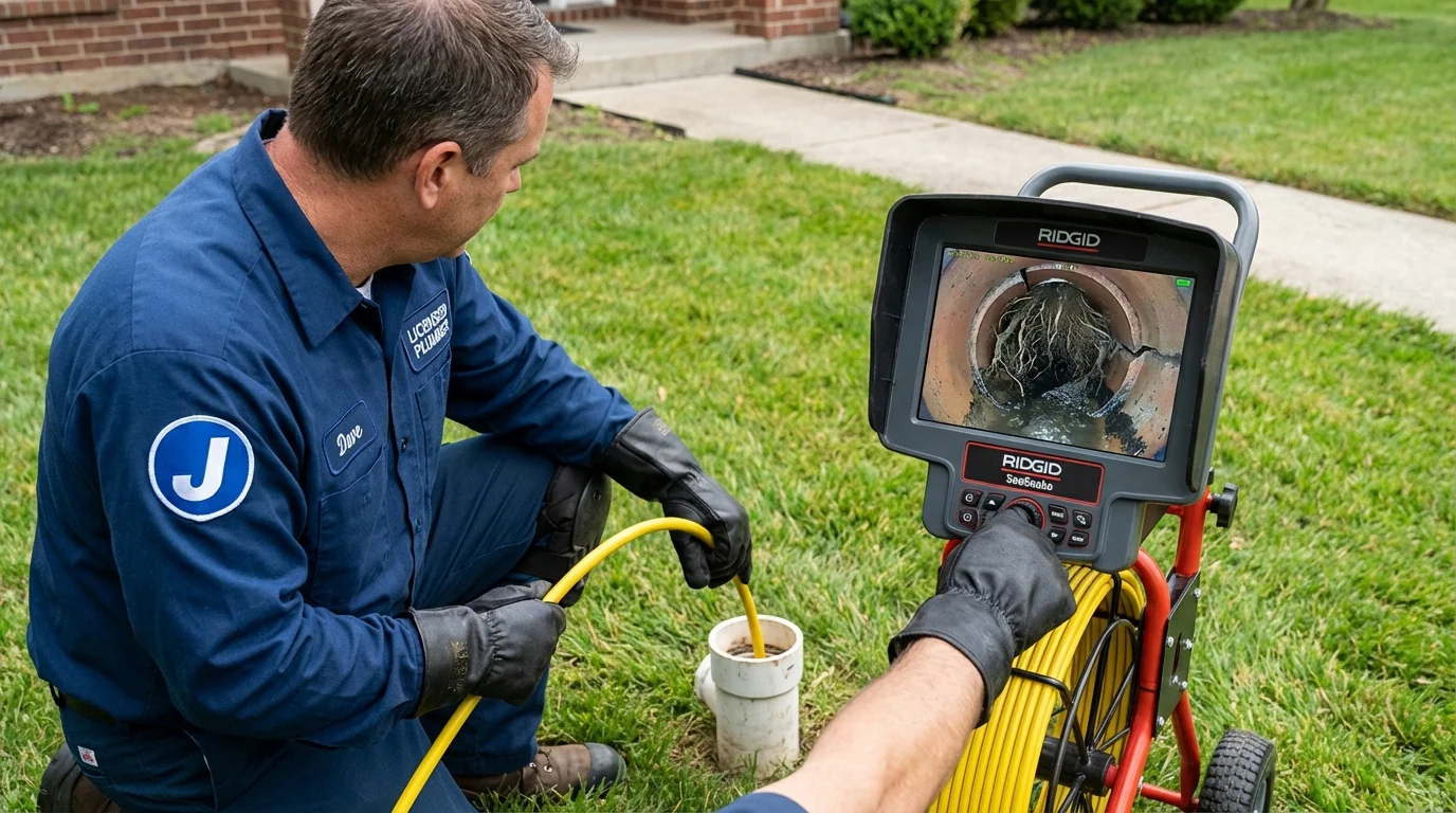 Sewer camera inspection being performed by Johns Plumbing LLC in Montello